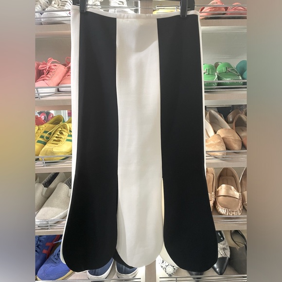 Victoria Beckham For Target Black White Stripe Scallop Hem Midi Skirt - Picture 3 of 4